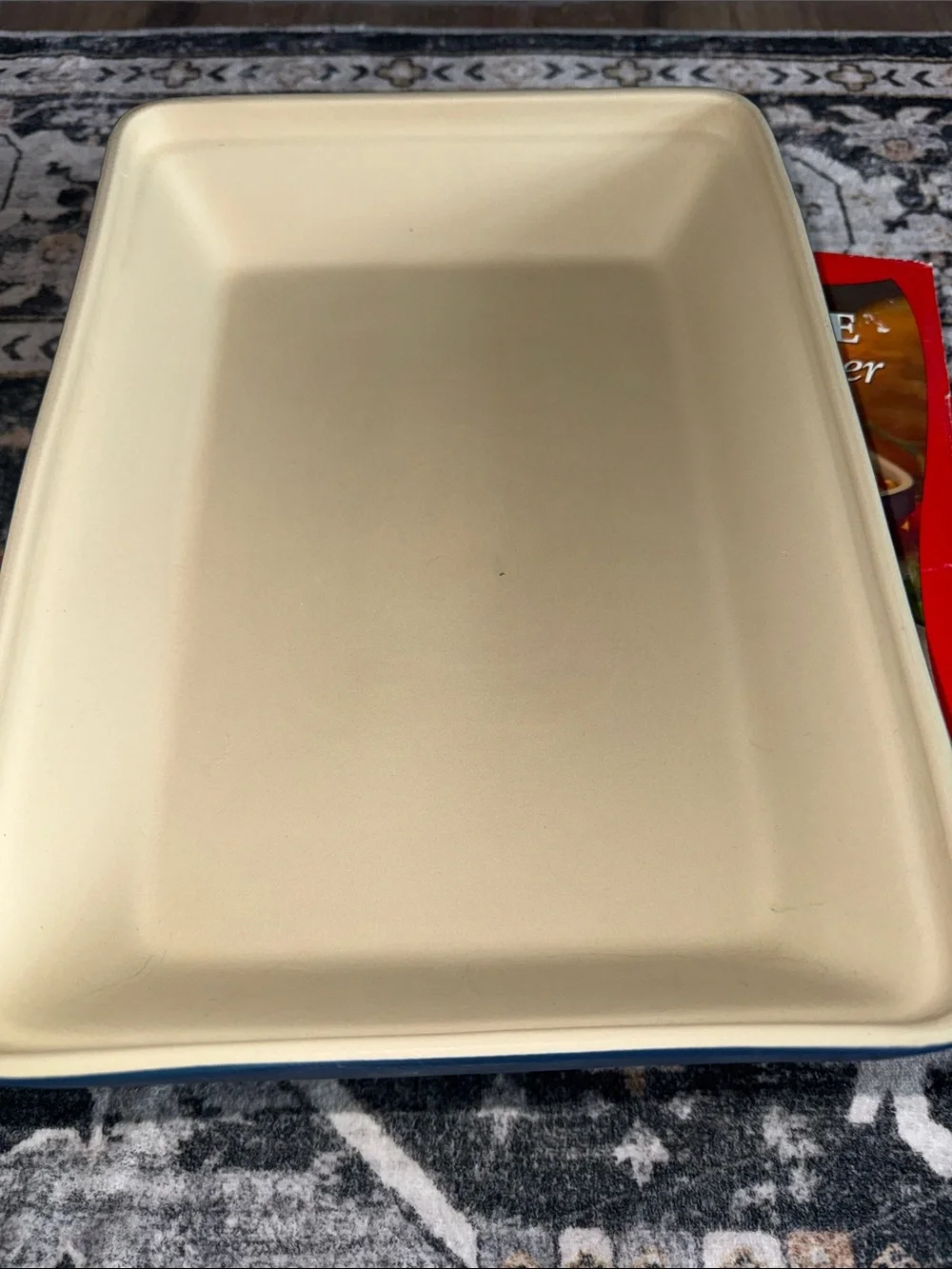 2004 Betty Crocker Blue and Cream Stoneware Rectangular Baker - Boxed